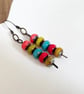 Colourful beaded earrings made with chunky Czech beads