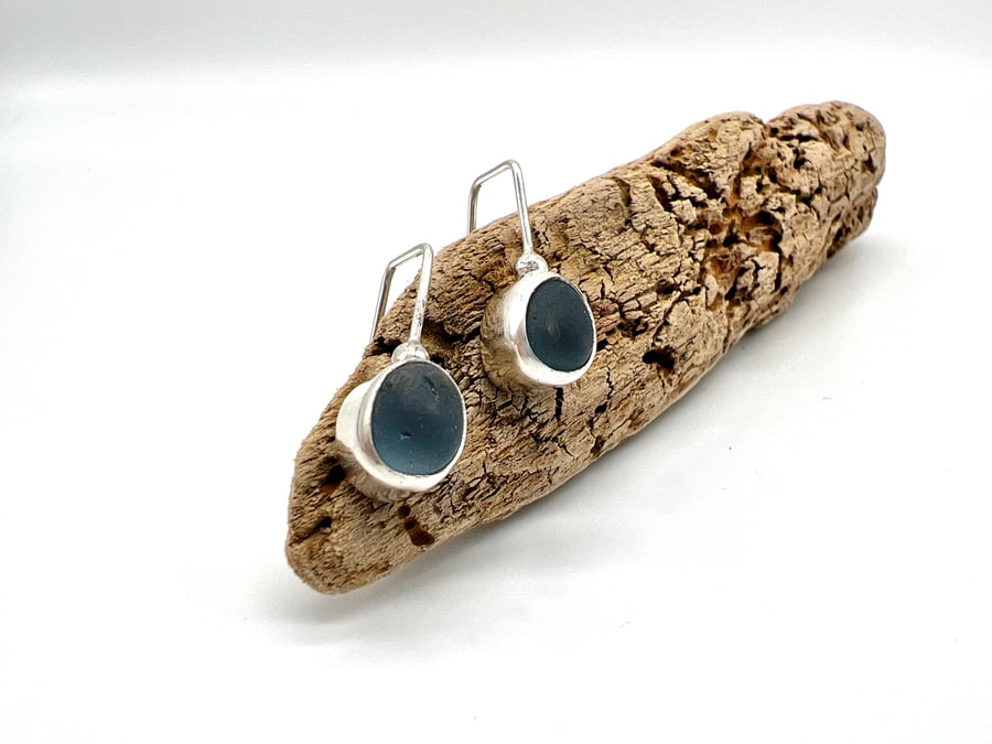 Cornflower Blue Sea Glass Earrings