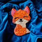 Handmade fox brooch, Fox gift, glitter fox, fox brooch, brooch, fox gift for her
