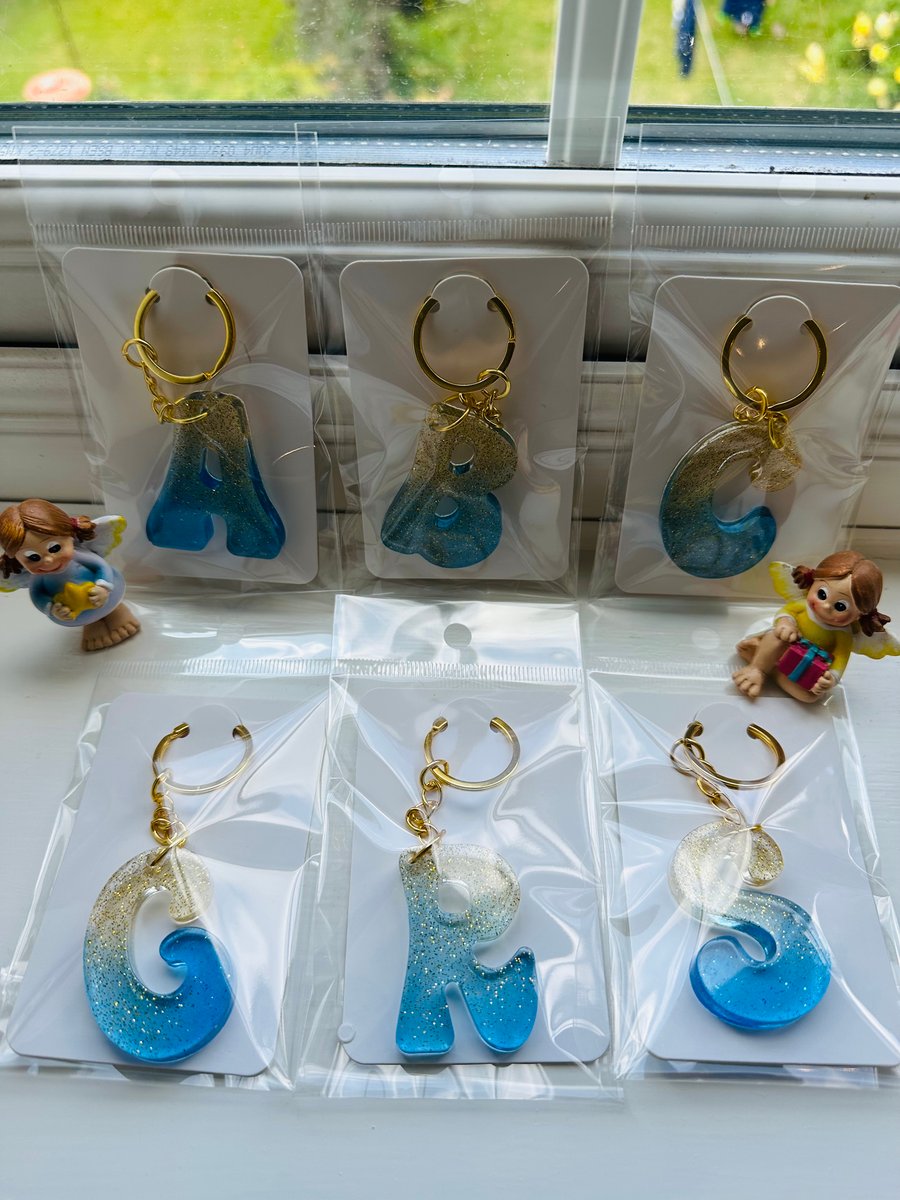 Resin Alphabet Keyrings (A-Z) Blueberry and Lemon