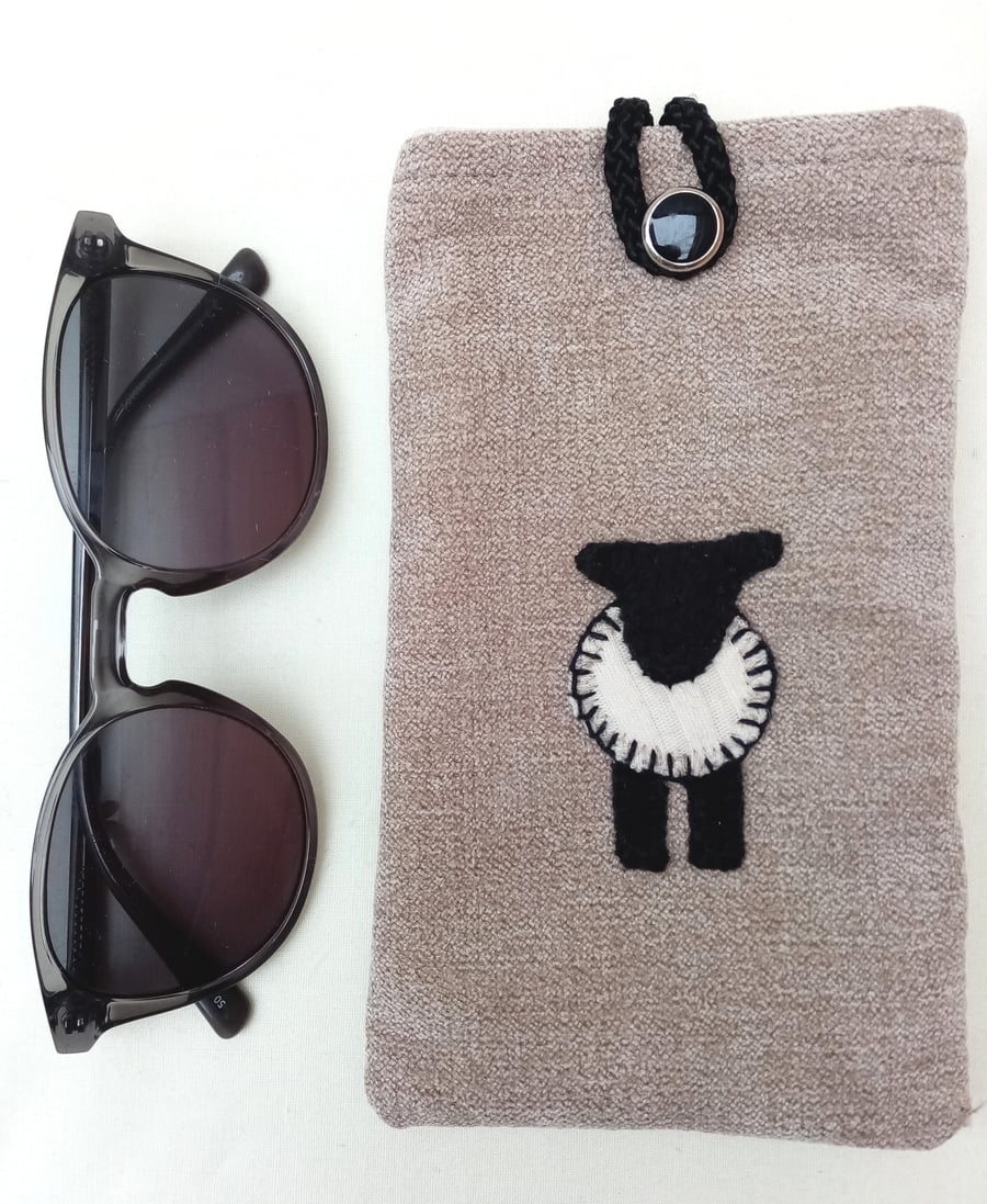 Glasses Case, Sheep Design, Handmade