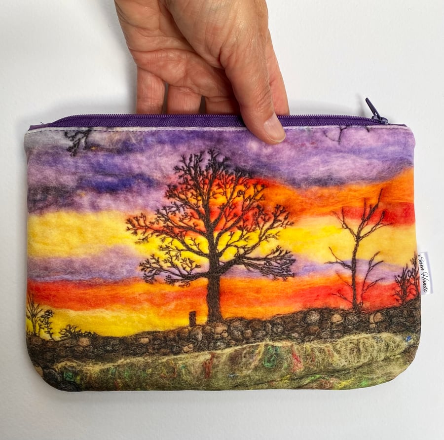 Sunset velvet makeup, Jewellery, toiletries bag, pencil case or kindle pouch.