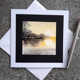 Handpainted Blank Card. Winter's Eve. The Card That's Also A Keepsake.