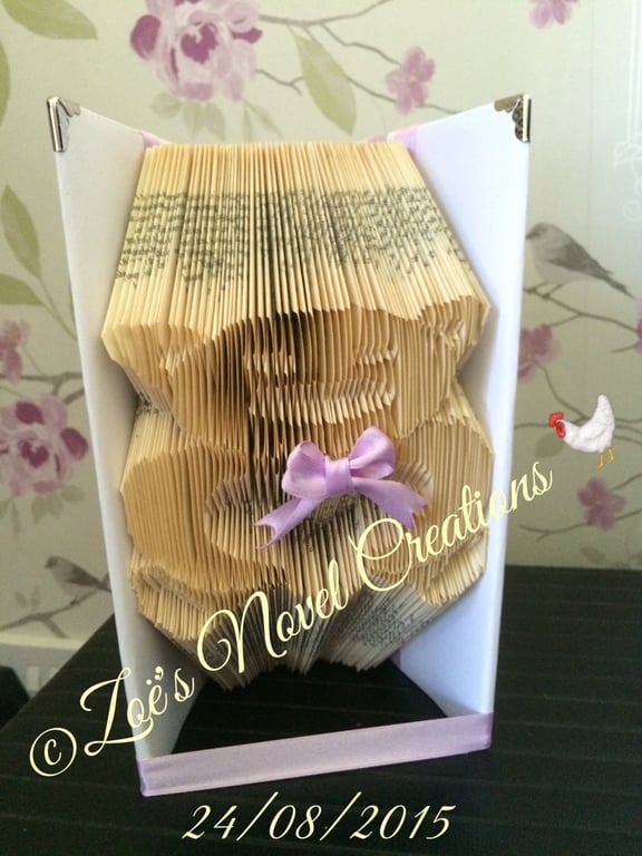 Baby Girl Teddy Bear Book Art (completed book fold) FREE shipping