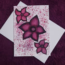 Flower art handmade blank card with white envelope