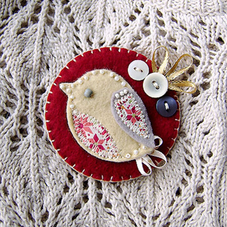 Little Bird Fabric Brooch