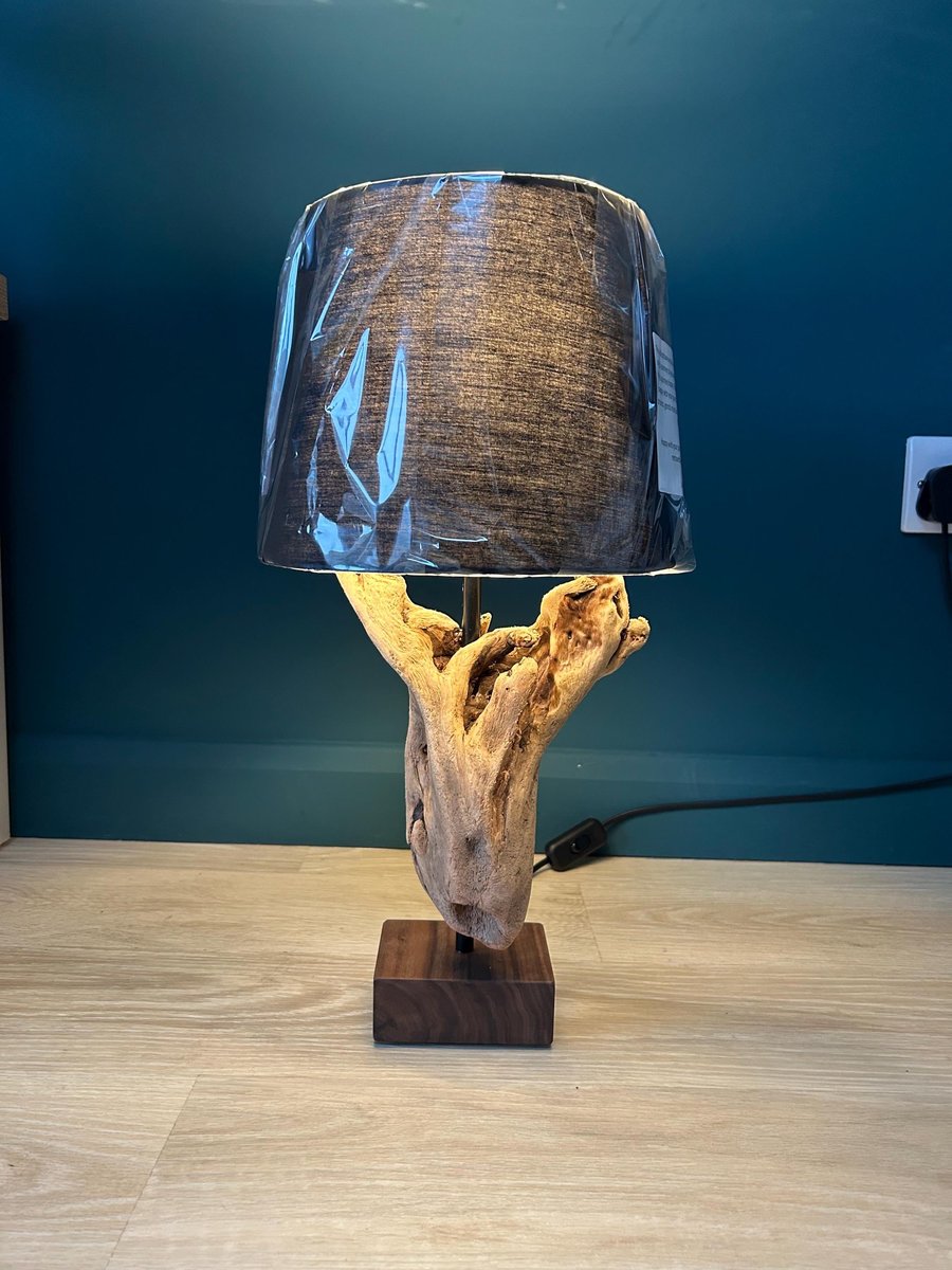 Unique hand crafted driftwood table lamp