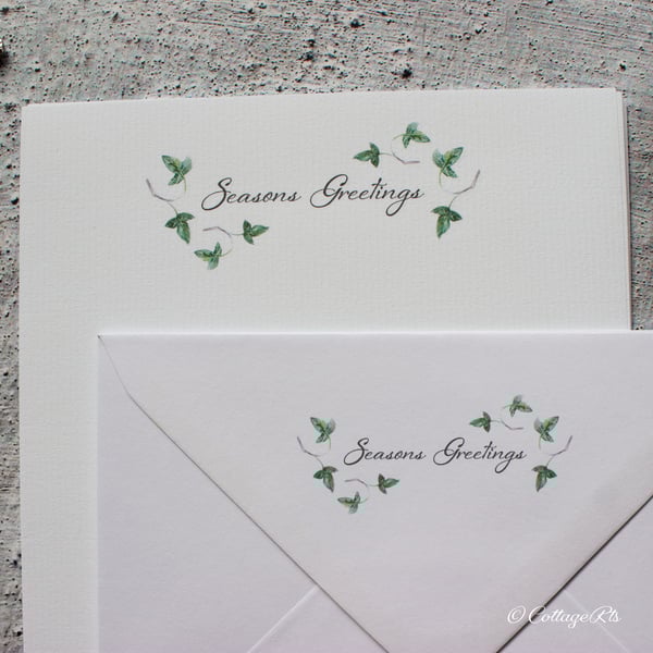 Wild Ivy Christmas Letter Writing Paper Pack of 10 Hand Designed By CottageRts