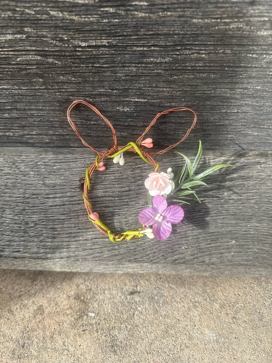 Small copper wired decorated Easter bunny 