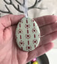 Summer seconds Green Pottery Easter Egg decoration plum coloured pattern  - Image 3