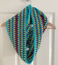 The Puff Stitch Infinity Scarf - Merino Wool - Lime Green, Purple & Turquoise - Image 5