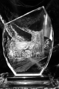 Wedding venue engraving on glass