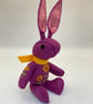 Raspberry Bunny the Little Hand Embroidered Felt Rabbit  - Image 7