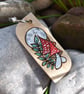 Red Mushrooms under a Full Moon. Pyrography keyring. - Image 3