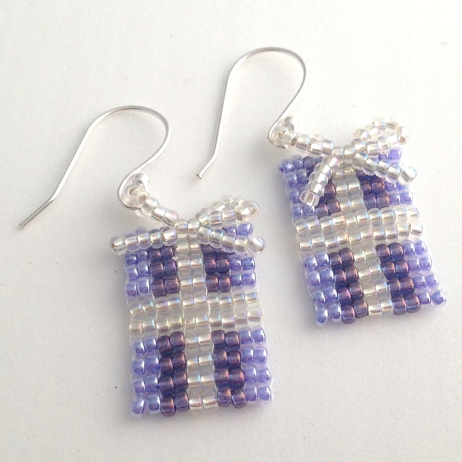 Purple Christmas Present Earrings