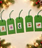 Five Large Cross-Stitch Christmas Gift Tags – Gingerbread, Robin and Pudding - Image 1