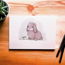 ‘It’s ok to be sad sometimes’ rabbit art greetings card no text 