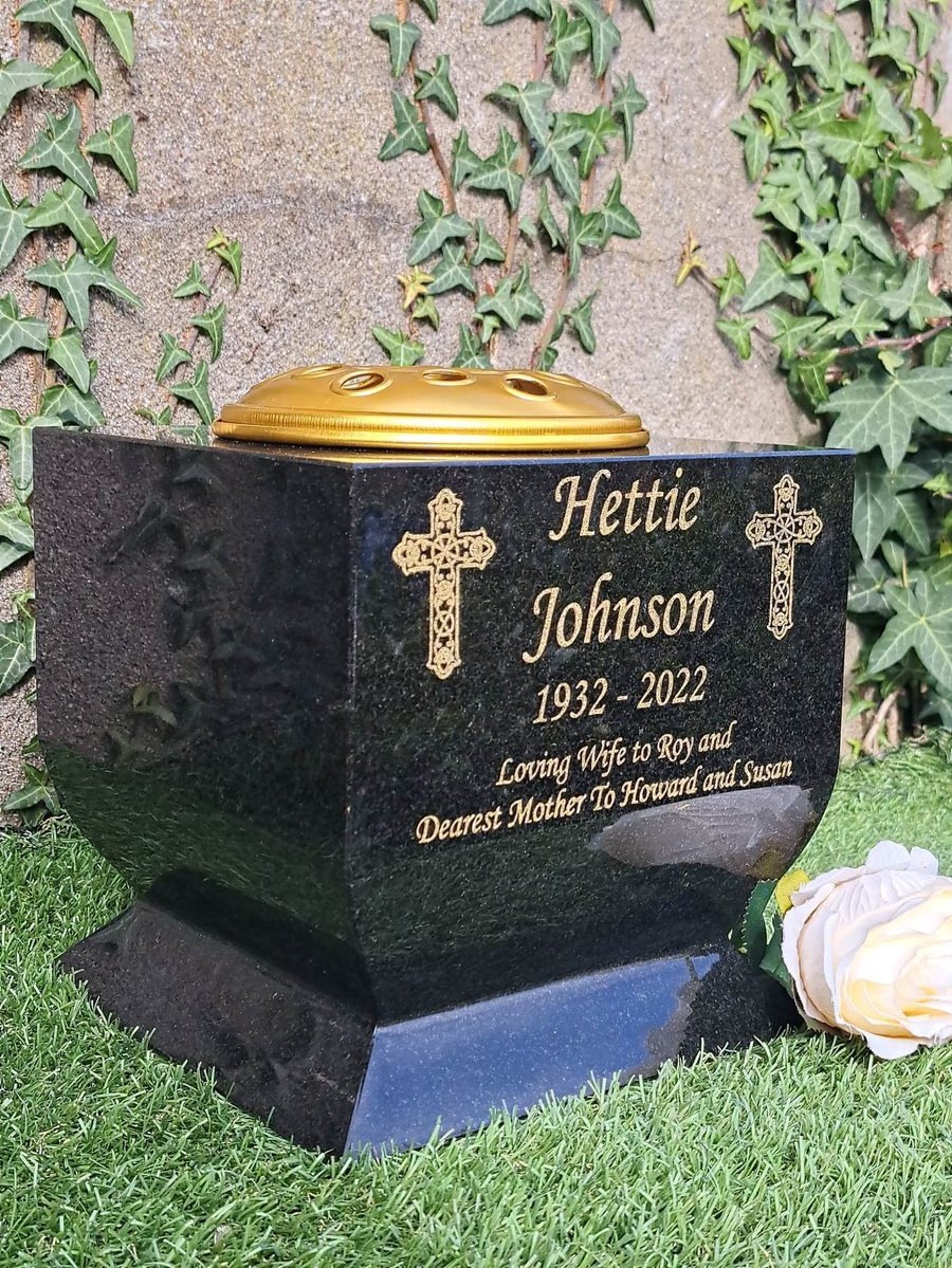  Personalised Granite Memorial Vase Plaque Grave rose bowl Cemetery Vase 