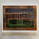 Woodcut Print with Pearlescent Tissue - Autumn Multicolour Greenhouse 