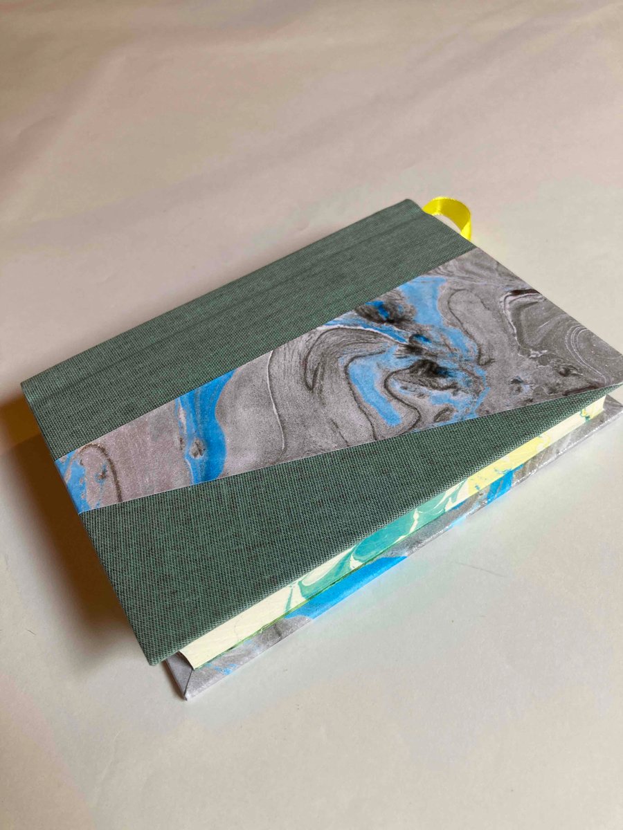 Handmade Book - Turquoise & Silver Marbled Cover