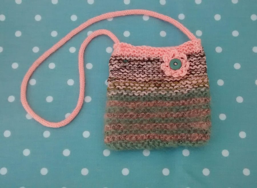 Girl's Mohair Knit Bag with Flower