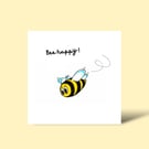Bee Happy Greeting Card: Bumble Bee Pencil Illustration (221)