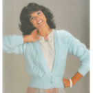 VINTAGE KNITTING PATTERN Ladies Blue Lace Panel Cardigan
