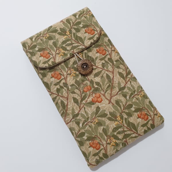 Floral themed Mobile Phone or Glasses Case in 100% cotton Button fastener 010