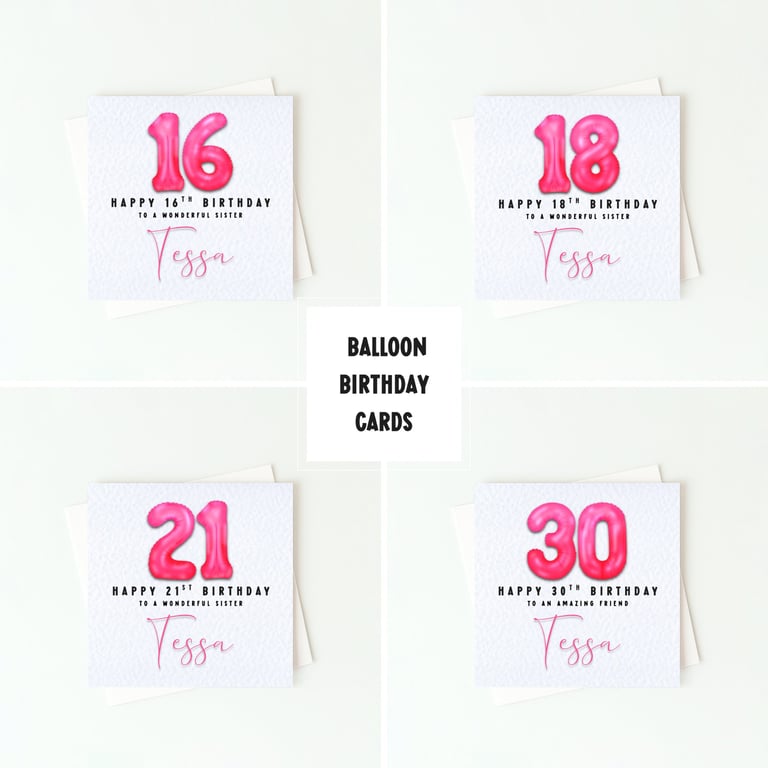 Birthday Card – Pink Foil Balloon Number – Milestone Birthday Card