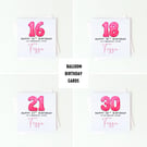 16th Birthday Card – Pink Foil Balloon Number – Milestone Birthday Card