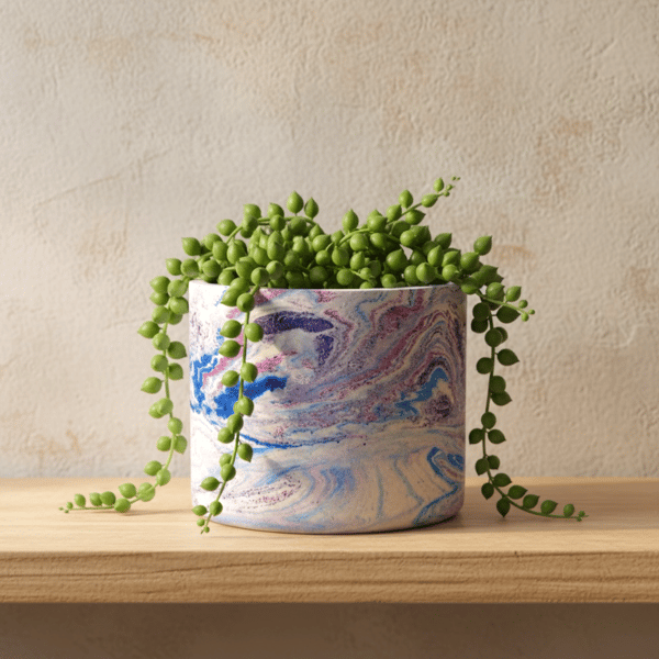 Blue, Lilac and Purple Plant Pot - Marbled Large Round Pot Cover (lpp28)