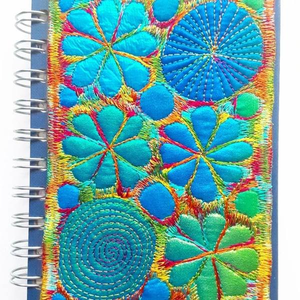 Spiral Bound Sketchbook 6 x 4 inches with Free Machine Embroidery Cover
