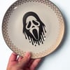 Ghost Face Decorative Plate ,Horror Home Decor,  Gothic Halloween Plate 