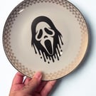 Ghost Face Decorative Plate ,Horror Home Decor,  Gothic Halloween Plate 