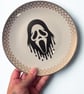 Ghost Face Decorative Plate ,Horror Home Decor,  Gothic Halloween Plate 