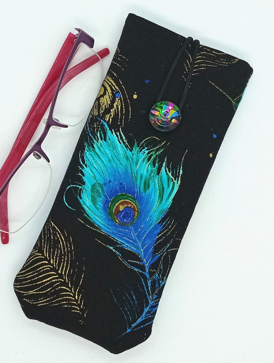 Peacock feather glasses case 284H
