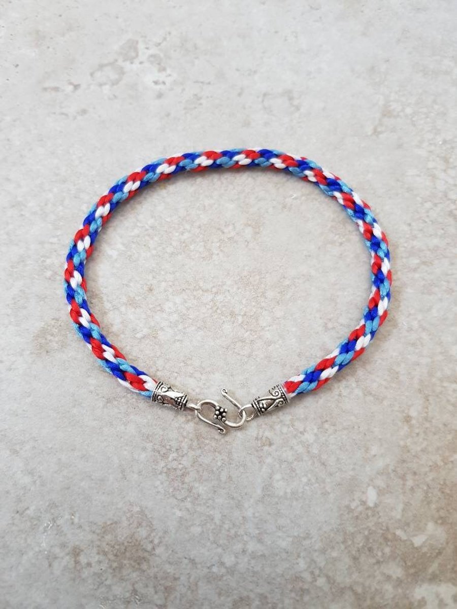 Red White and Blue Ankle Bracelet, Fabric Anklet for women, Patriotic gifts