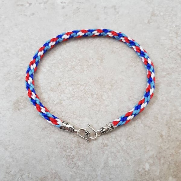 Red White and Blue Ankle Bracelet, Fabric Anklet for women, Patriotic gifts