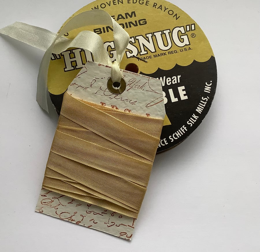 VINTAGE -STYLE ribbon . 4 yds. ( silky, seam binding ). ' Gold'.