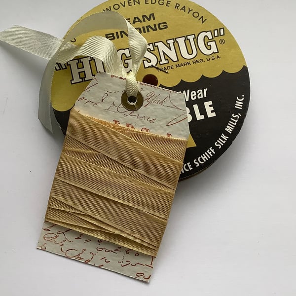 VINTAGE -STYLE ribbon . 4 yds. ( silky, seam binding ). ' Gold'.