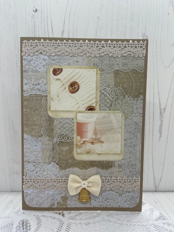 Sewing - Faded Sewing Photo Greeting Card by Carolee Crafts PB12 - 0012