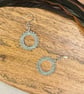 Beadwork hoop earrings in pale green and silver - Image 3