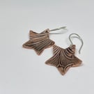 Reclaimed copper star shaped earrings