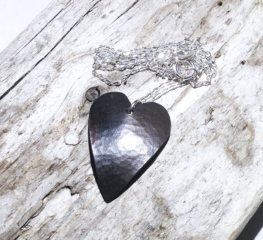  Handmade Antiqued Copper Heart Pendant Necklace - UK Free Post