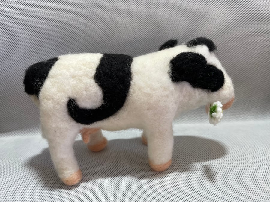 Needle felted cow
