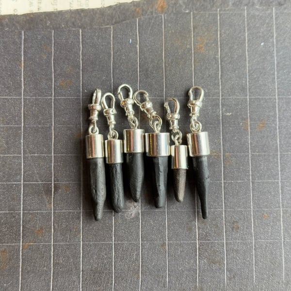 Sterling Silver Antique Slate Writing Pencil Clip on Charm - Original Mudlarking