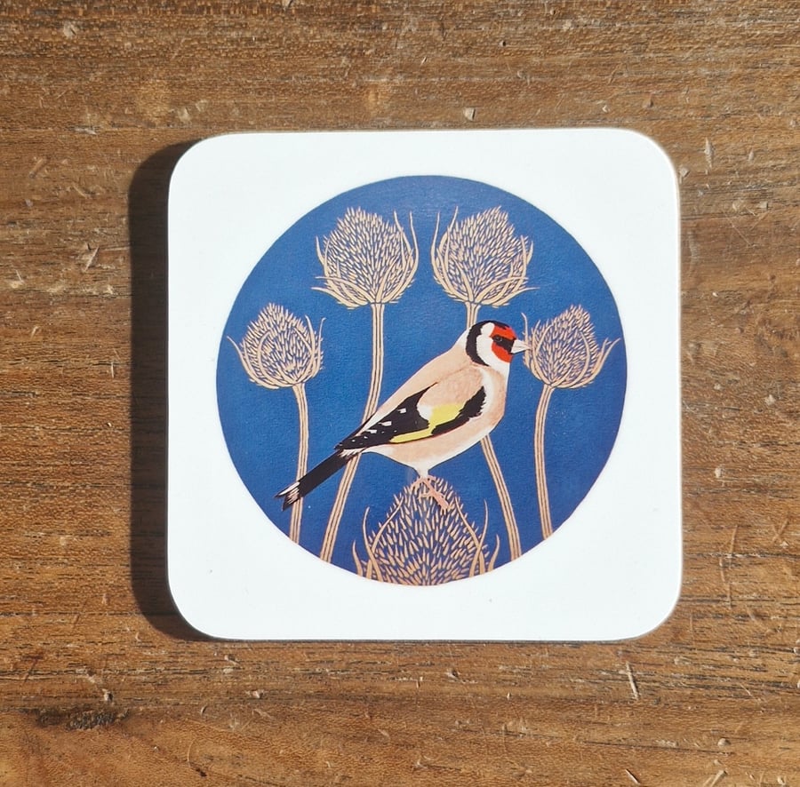 Goldfinch on Teasels Coaster