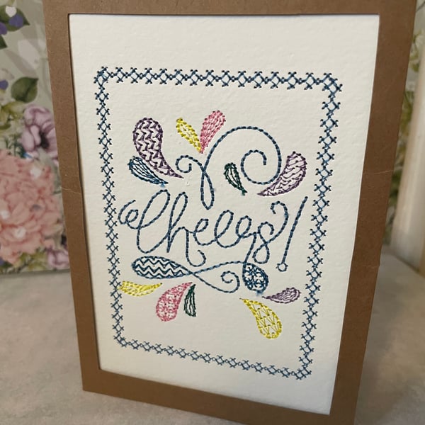 Handmade embroidered greetings card 