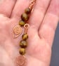 Tigers eye and copper earring featuring leaf style drop - Image 1