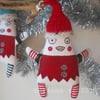 embroidered christmas elf - red
